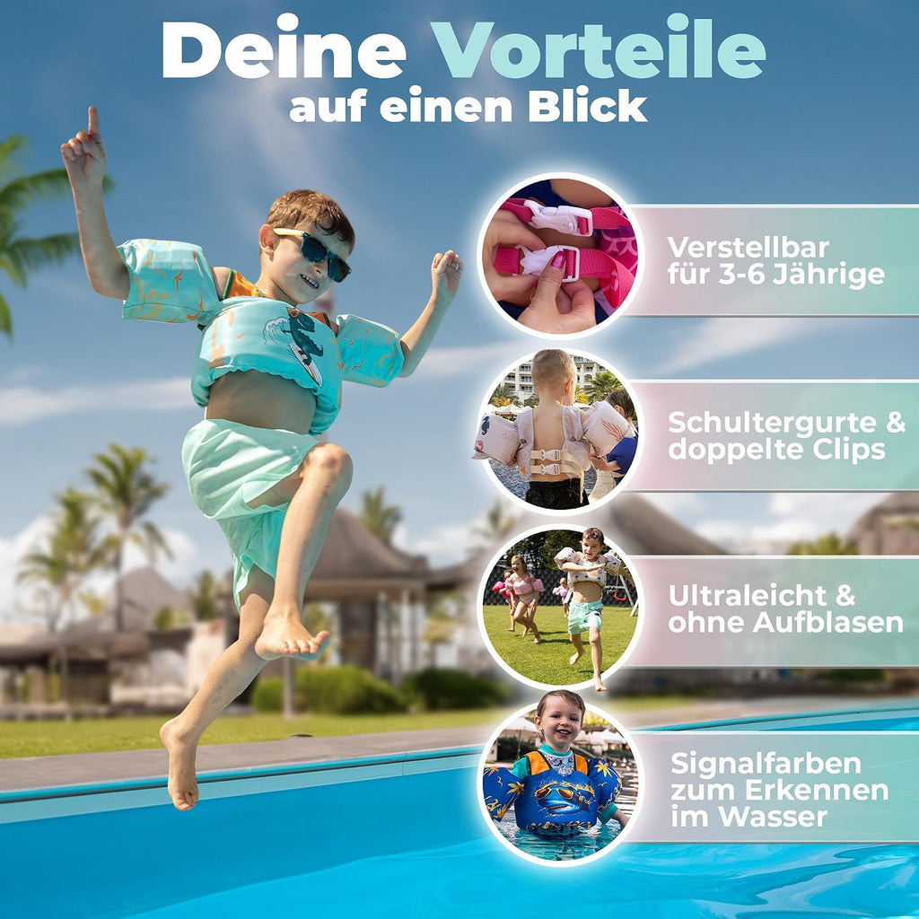 KIDVERSE Schwimmweste Kinder 3-6 Jahre bis Schwimmhilfe mit Aermel