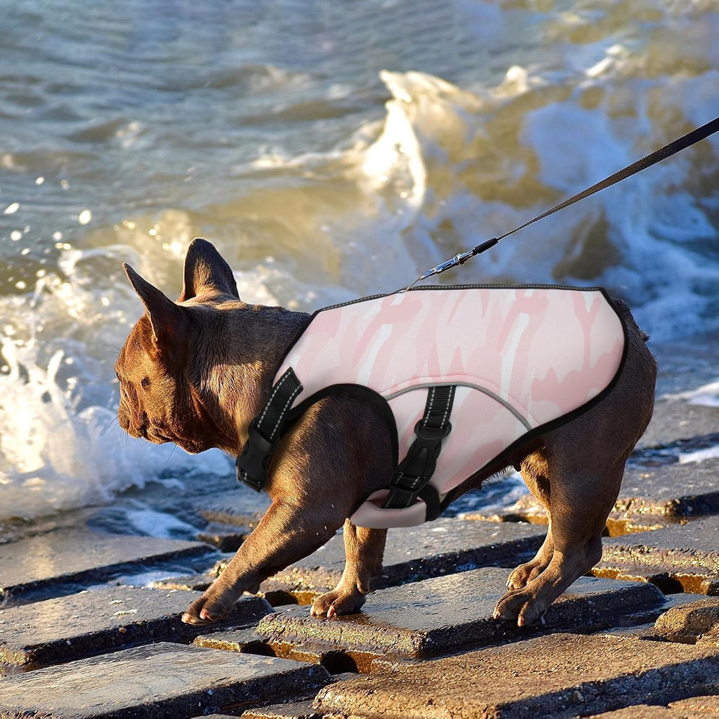 IECOii Kuehlweste Hund verstellbar L-XL rosa Sommer Kuehlgeschirr Mikrofaser