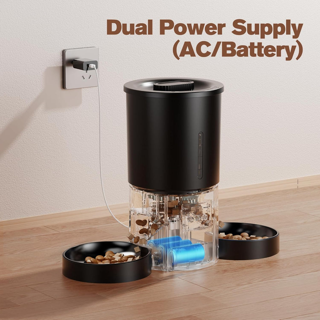 AONBOY Futterautomat 2 Naepfe mit WiFi Timer App Automatischer Futterspei
