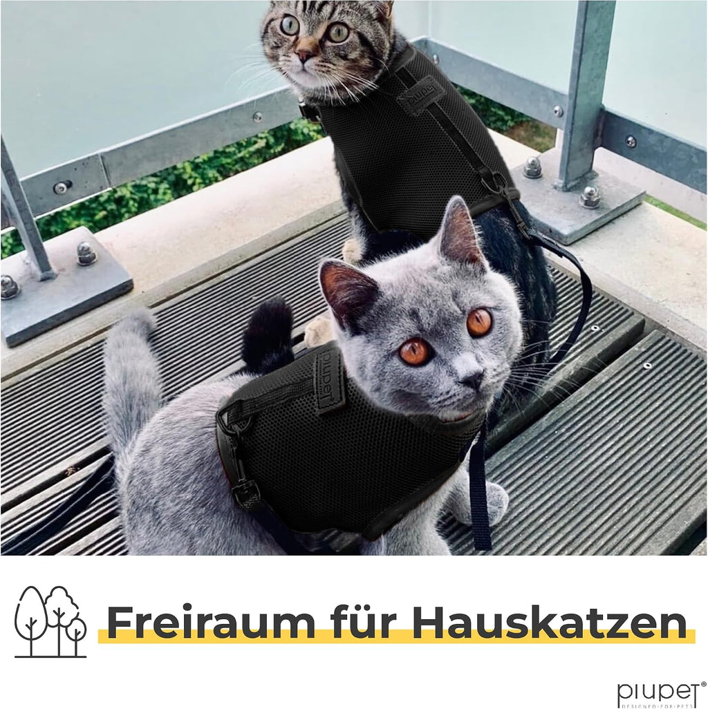 PiuPet Katzengeschirr M mit 1,2 m Leine, Anti-Ausbruch Halsband für Kätzchen