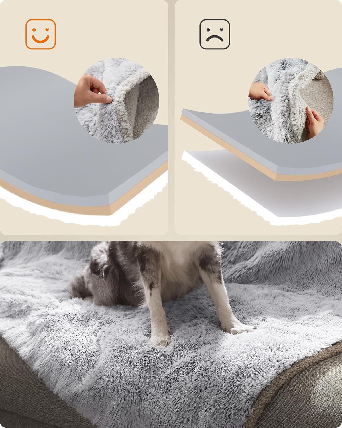 Feandrea Hundedecke Sherpa beidseitig wasserdicht S 73x63 cm Ombré 63cm-203cm