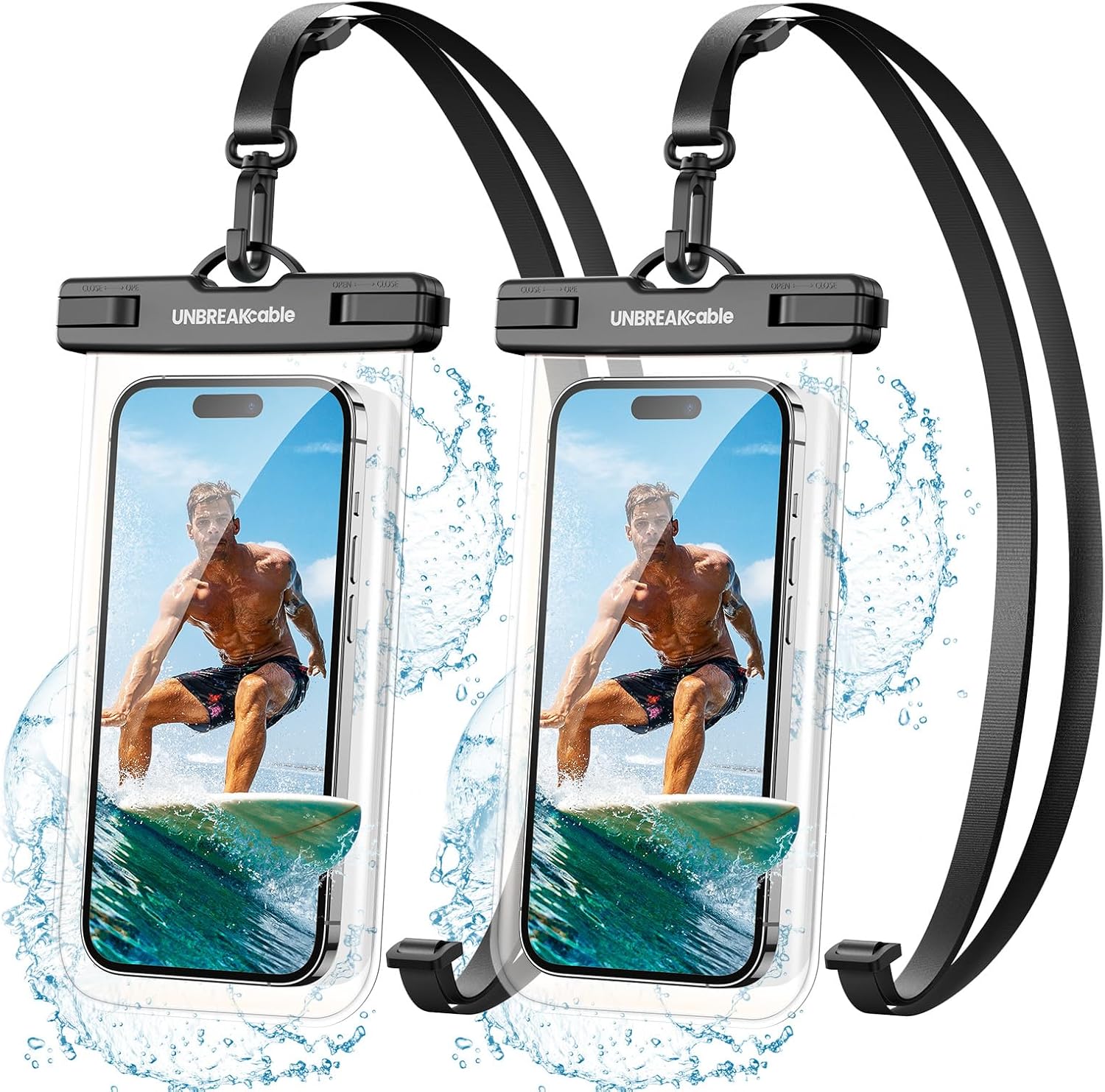 UNBREAKcable wasserdichte Handytasche 2er Set 7,0" IPX8 Universal Kristallklar