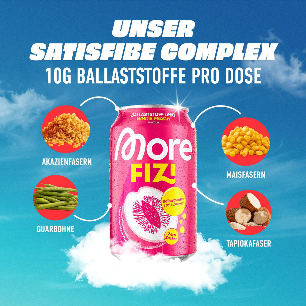 MORE Fizi White Peach Ballaststoff-Limonade Ballaststoffe 6er Pack