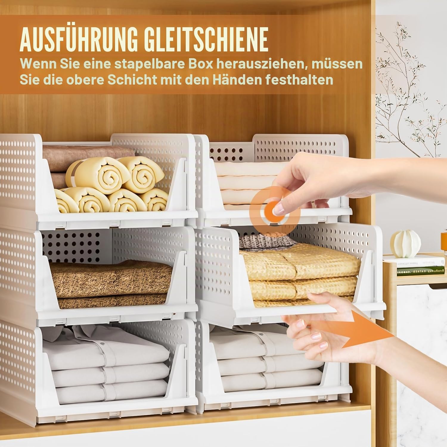 Schrank Organizer 4er Set faltbar stapelbar Aufbewahrungsboxen Weiss