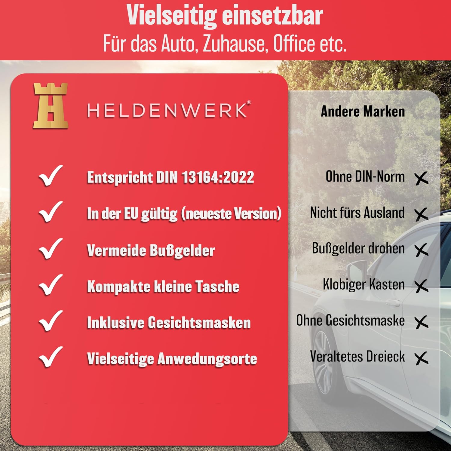 Heldenwerk KFZ Verbandstasche DIN 13164:2022 Erste Hilfe Set Auto