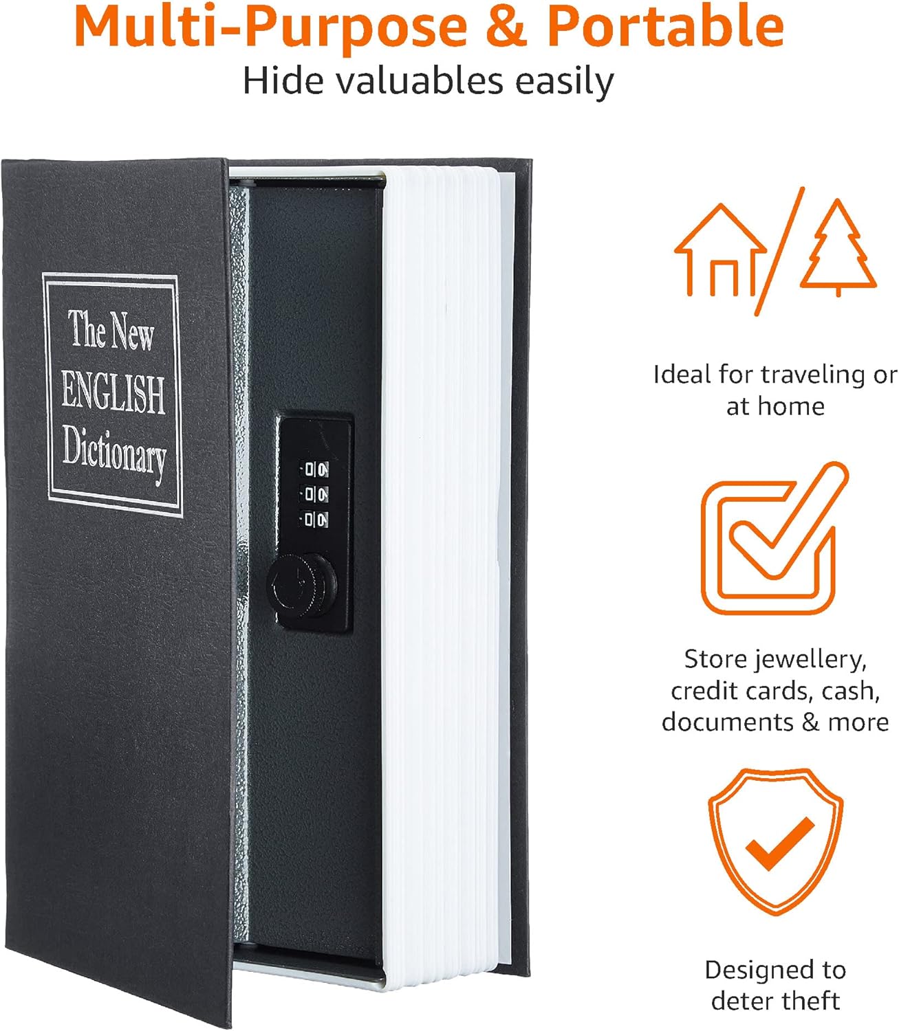 Buch-Safe gross mit Zahlenschloss schwarz