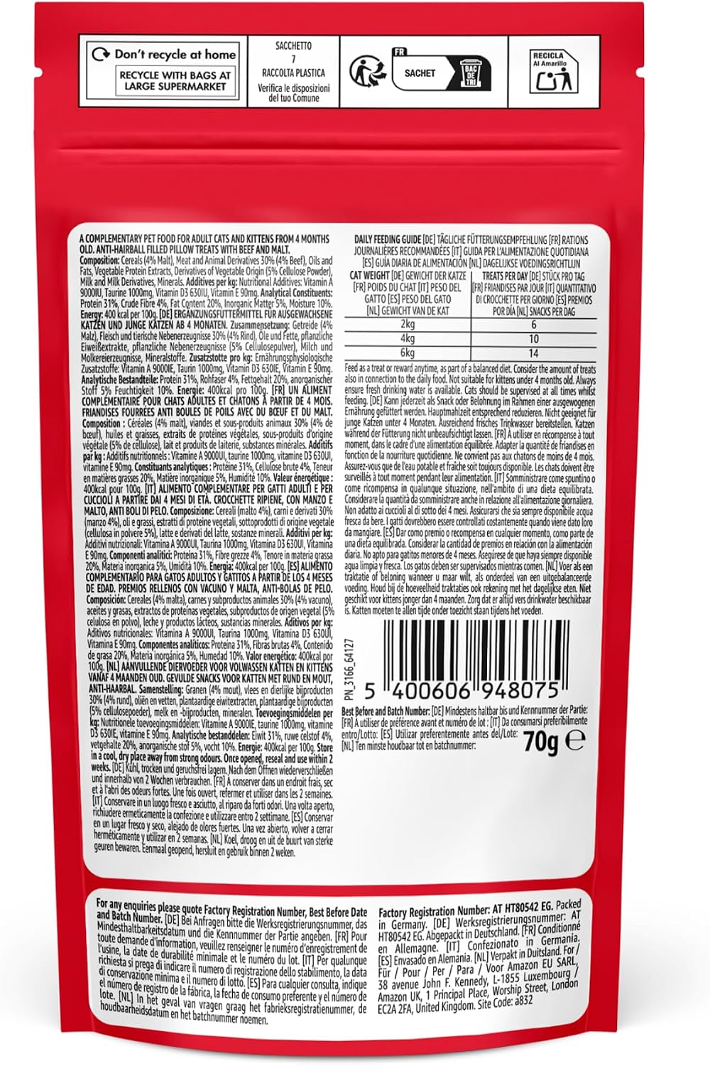 by Amazon Katzensnacks Verschiedene Sorten Ente Truthahn Huhn