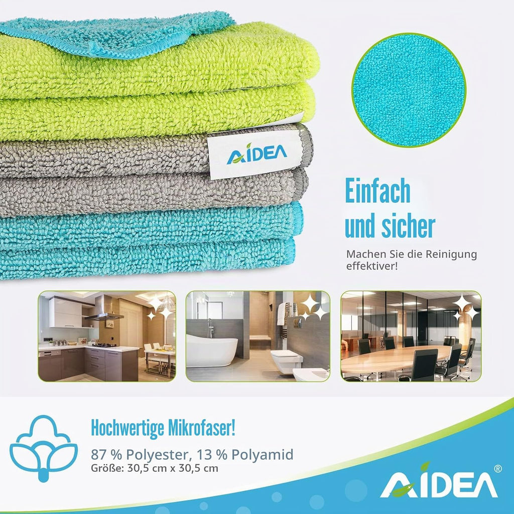 AIDEA Mikrofasertuecher 100 Stueck Reinigungstuecher Haushalt 30x30 cm