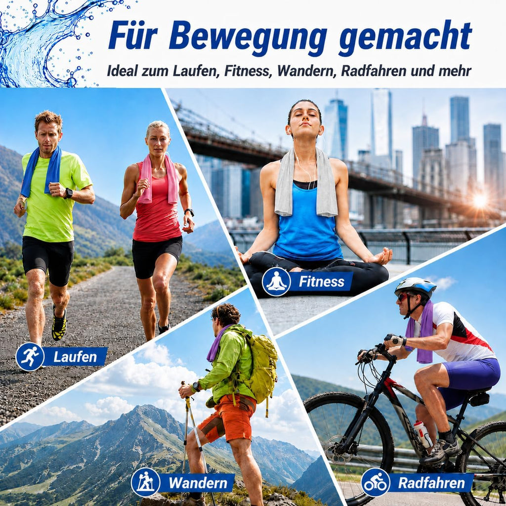 Kuehltuch Set fuer Sport Outdoor - kuehlend, atmungsaktiv, schweissabsorbierend