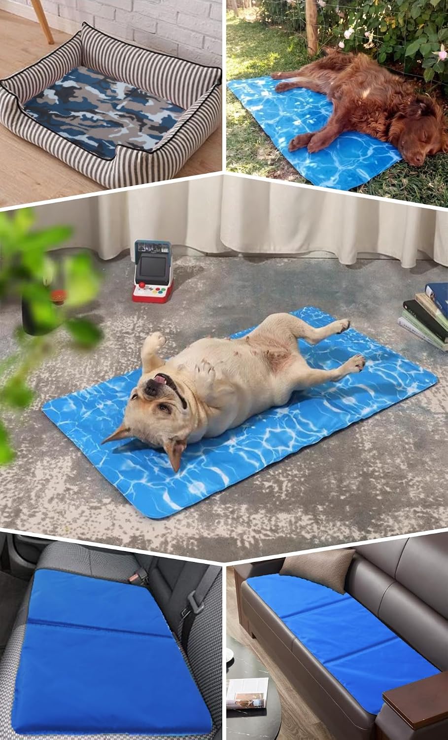 Kuehlmatte Hund 30x40 cm mit ungiftigem Gel, selbstkuehlend, waschbar, Knochen