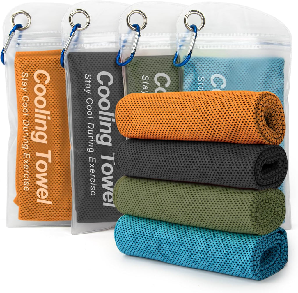 LONGKING Kuehlhandtuch 4er Set 100x30 cm Sport Fitness Kuehltuch