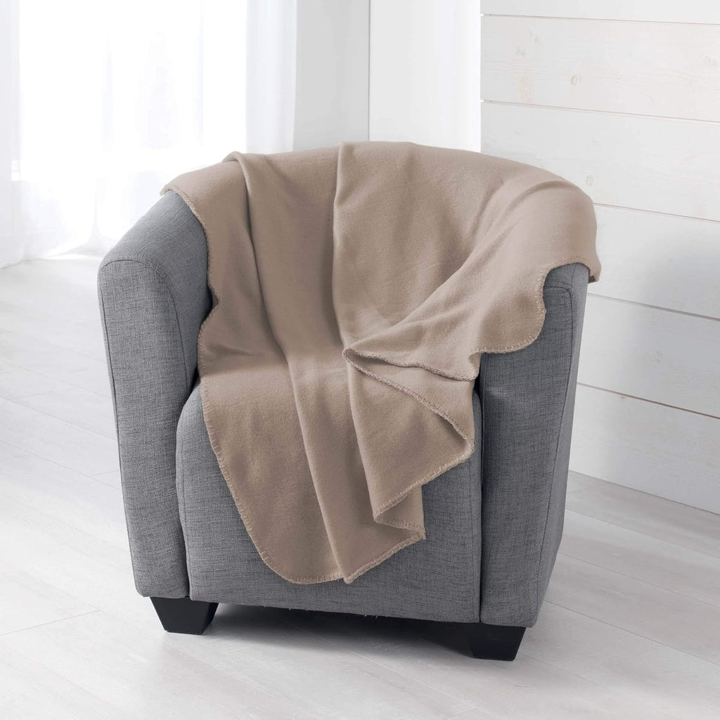 Milou Plaid 125 x 150 cm Polyester Taupe - Kuscheldecke 150cm