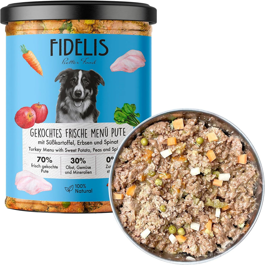Fidelis Hundefutter nass Lachs & Suesskartoffel 6x400g Glas verschiedene Sorten