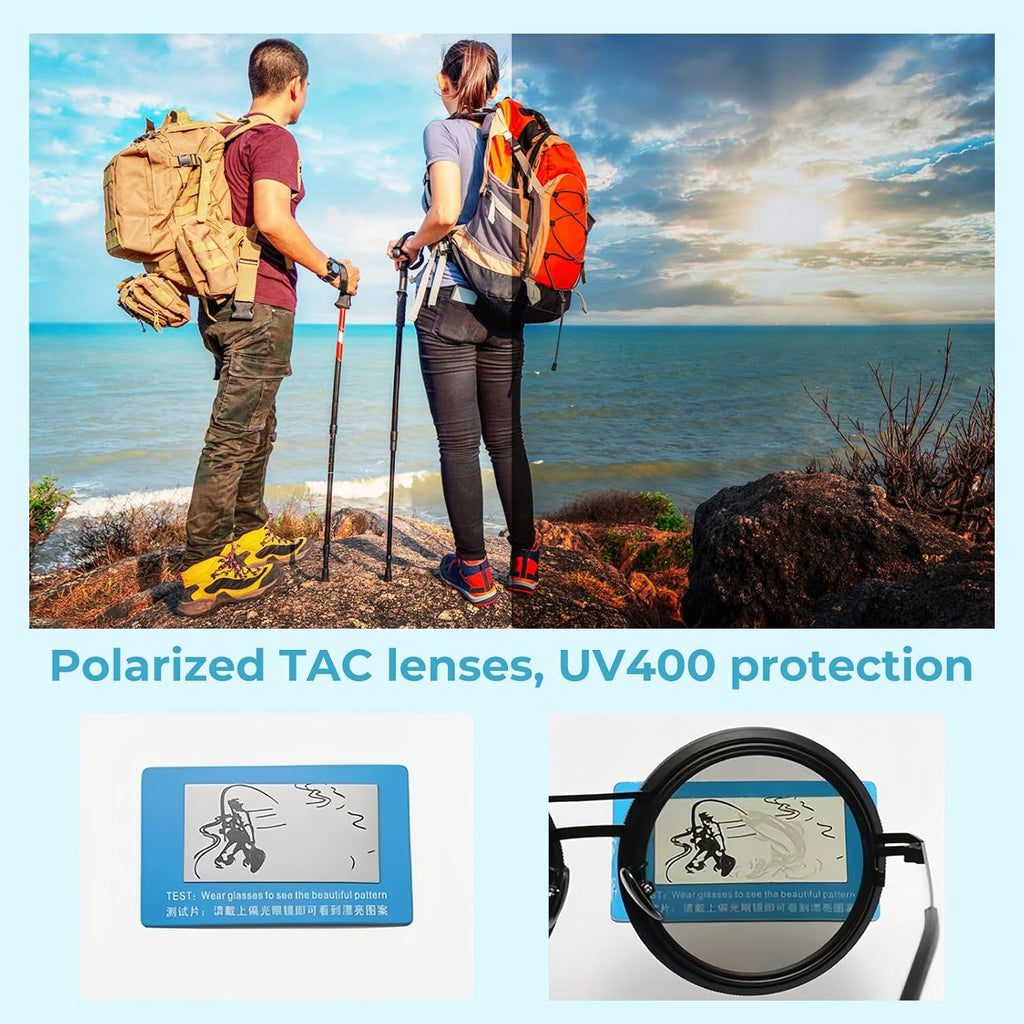 Faltbare runde Sonnenbrille mit 9-stufigem ND-Filter UV400 TAC Glaeser Metallrahm
