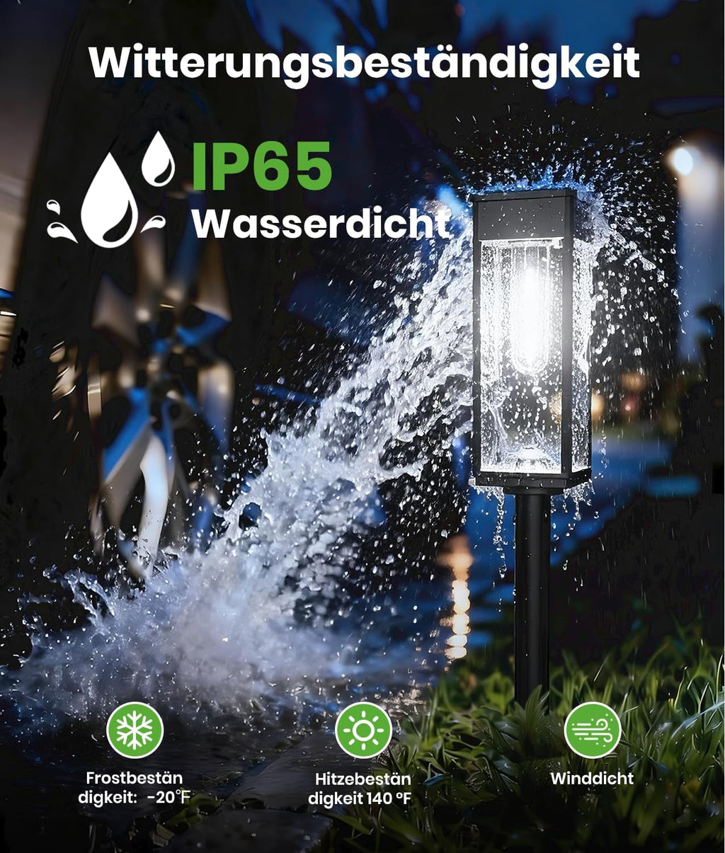 BITPOTT Solarleuchten Garten 6er Set IP65 wasserdicht warmweiss lange Laufzeit