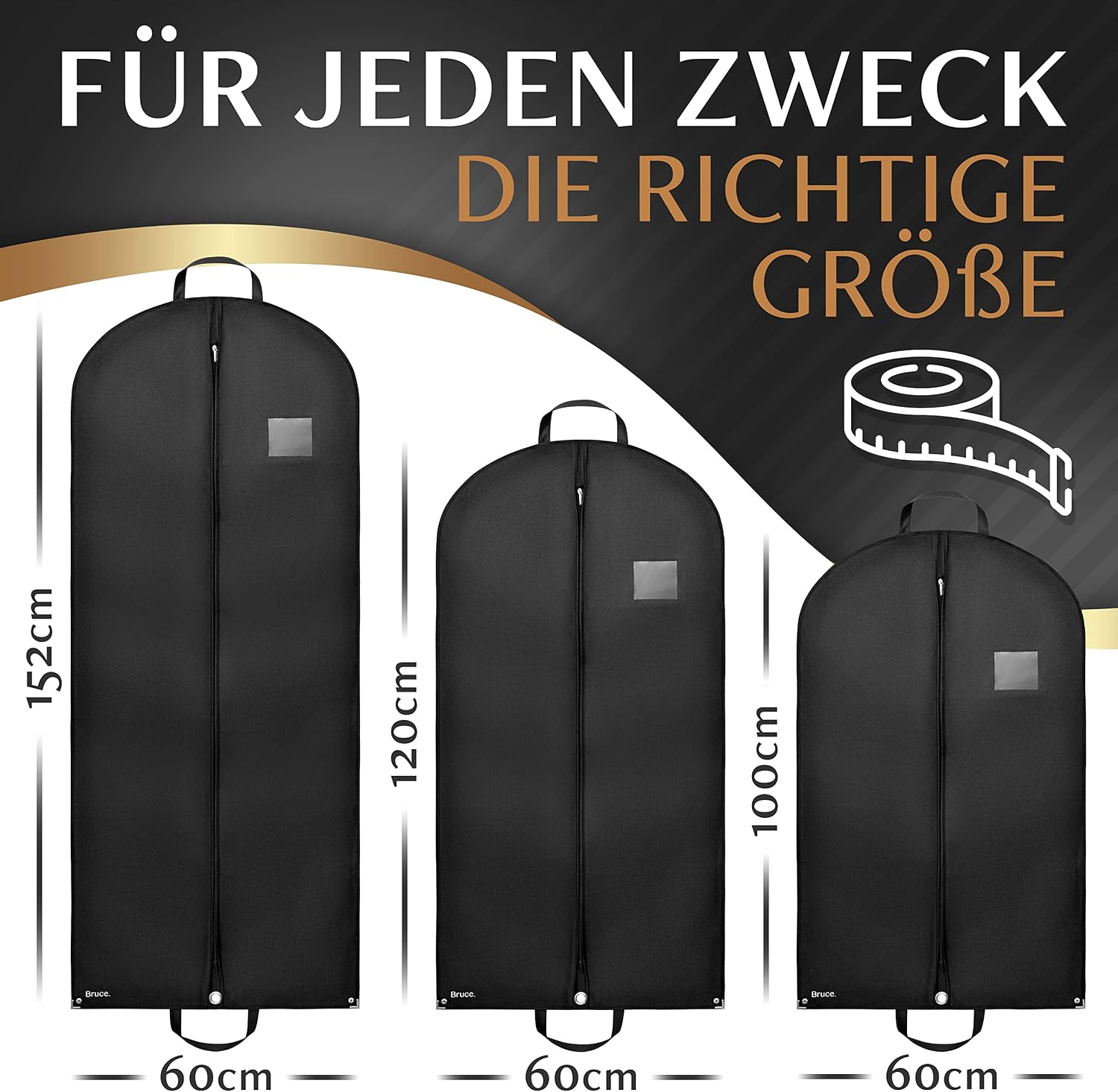 Bruce 2X Kleidersack Kurz 120x60 cm mit 1x Schuhbeutel Kleiderschutz