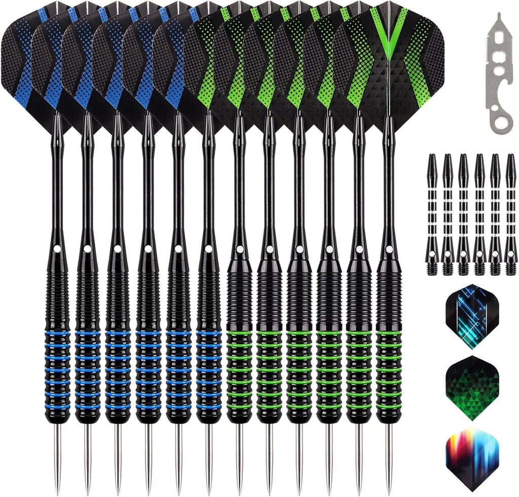 Grebarley Steeldarts Profi Dartpfeile mit Metallspitze 12 Stueck Set