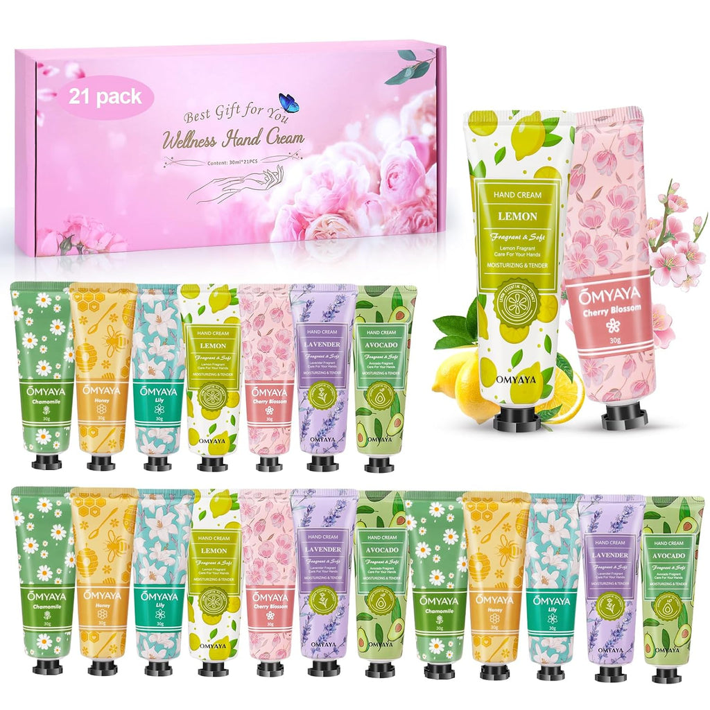Handcreme Set 21 Stueck Geschenkset fuer Damen und Herren Feuchtigkeitspflege