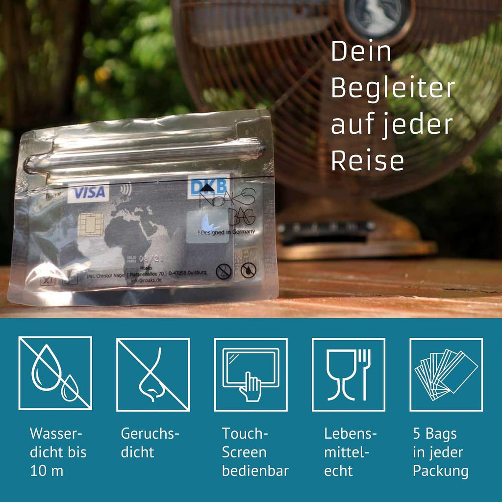 Noaks Bags 5er-Set wasserdichte Beutel IPX8 luft- und geruchsdicht Reise-Organiz