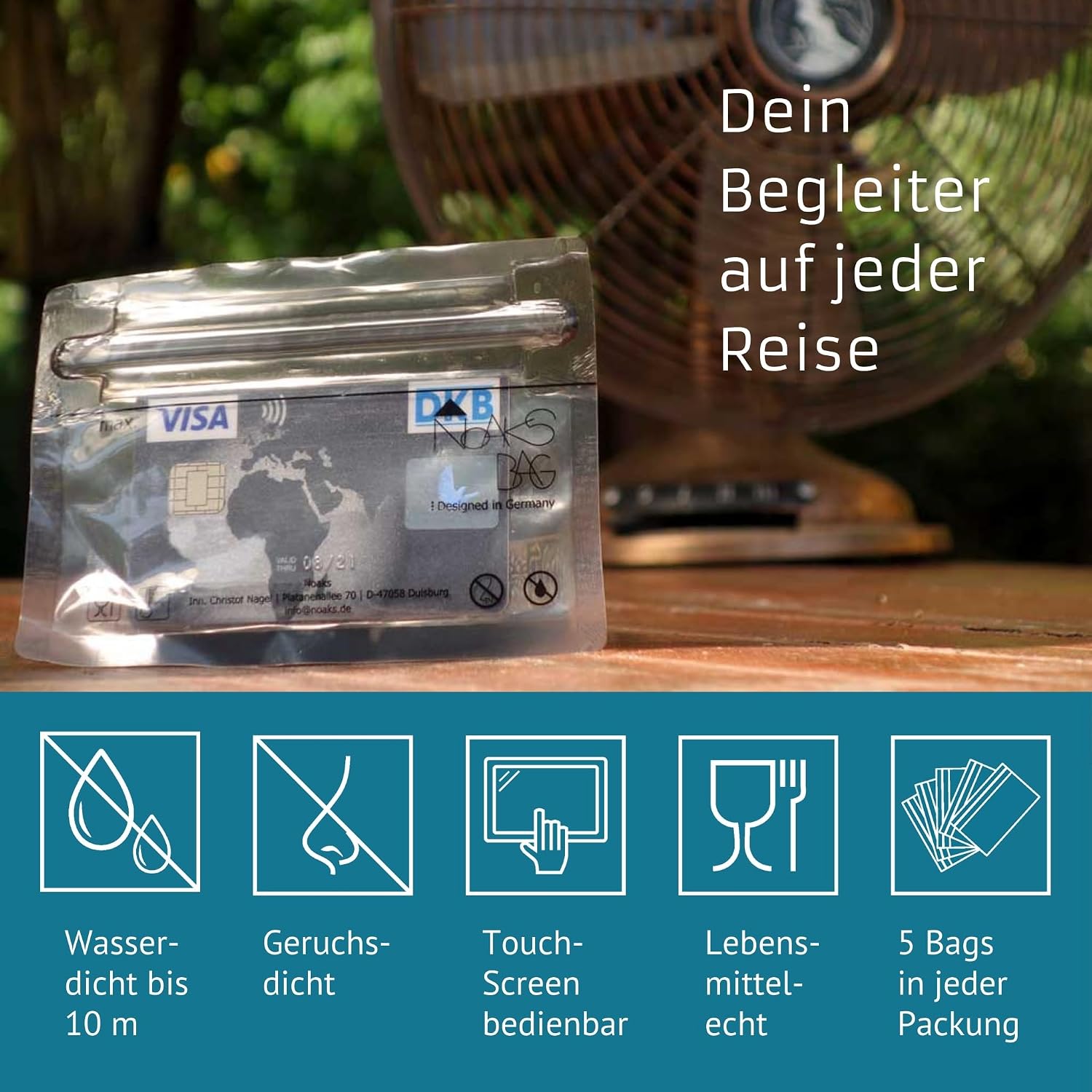 Noaks Bags 5er-Set wasserdichte Beutel IPX8 luft- und geruchsdicht Reise-Organiz