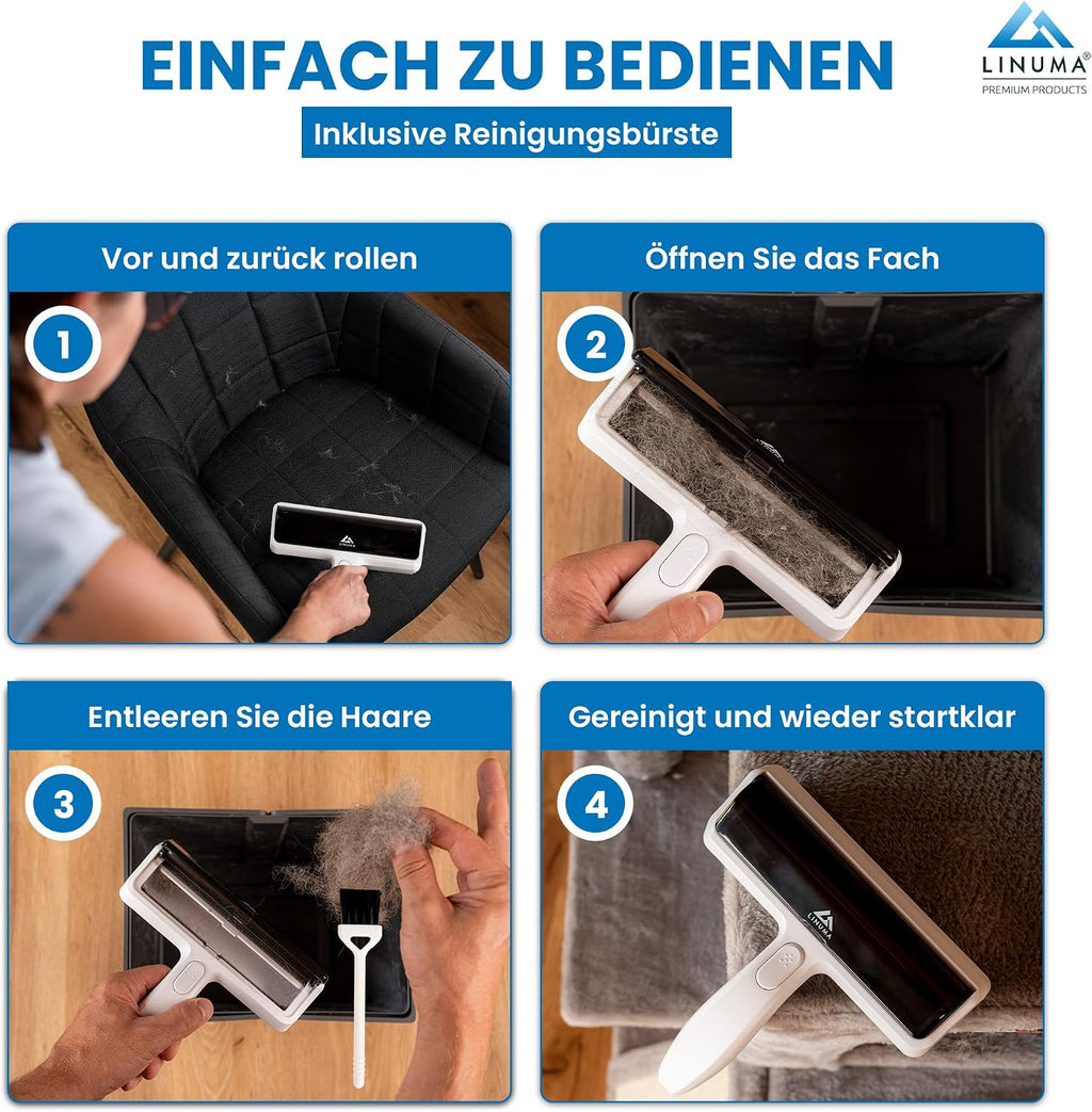 Tierhaarentferner Fusselrolle wiederverwendbar selbstreinigend Weiss fuer Sofa Tep
