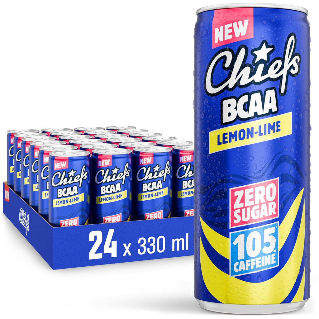 CHIEFS BCAA Energy Drink 24er pack - zuckerfrei - Energy Getraenk mit Koffein, Vi