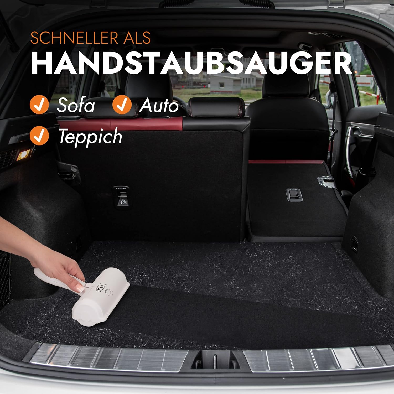 FusselMonster Tierhaarentferner mit Sammelkammer fuer Sofa, Teppich, Bett und Auto
