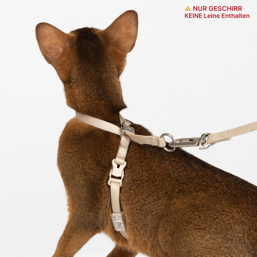 Katzengeschirr verstellbar Groesse S-M weich 8‑Form mit QR‑Code Schnellverschluss