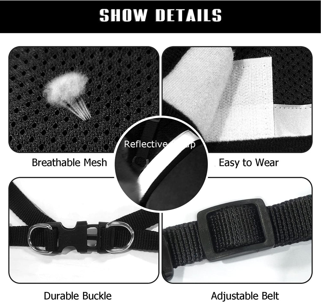 FEimaX Katzengeschirr Mesh verstellbar 25cm-40cm mit Leine reflektierend