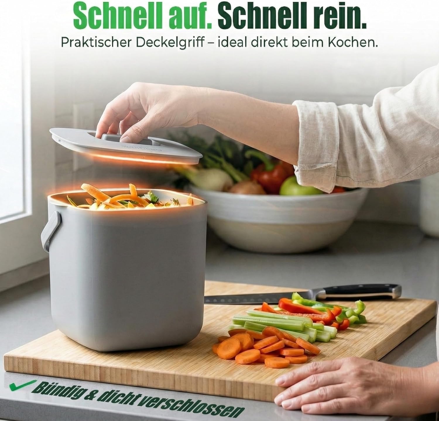 Komposteimer Kueche mit Deckel Biomuelleimer Geruchsdichter Behaelter