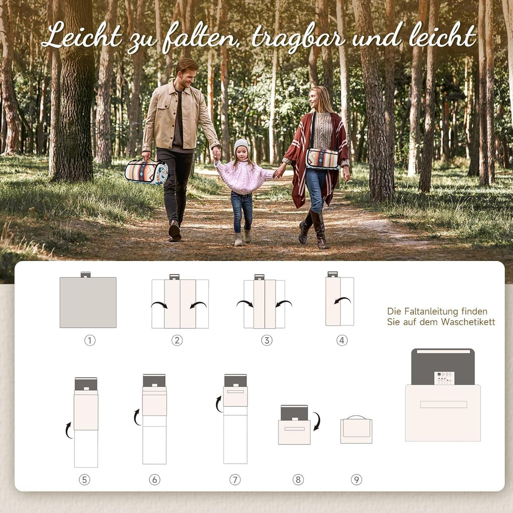 Hausprofi Picknickdecke Boho 200x200 cm wasserdicht isoliert mit Tragegriff