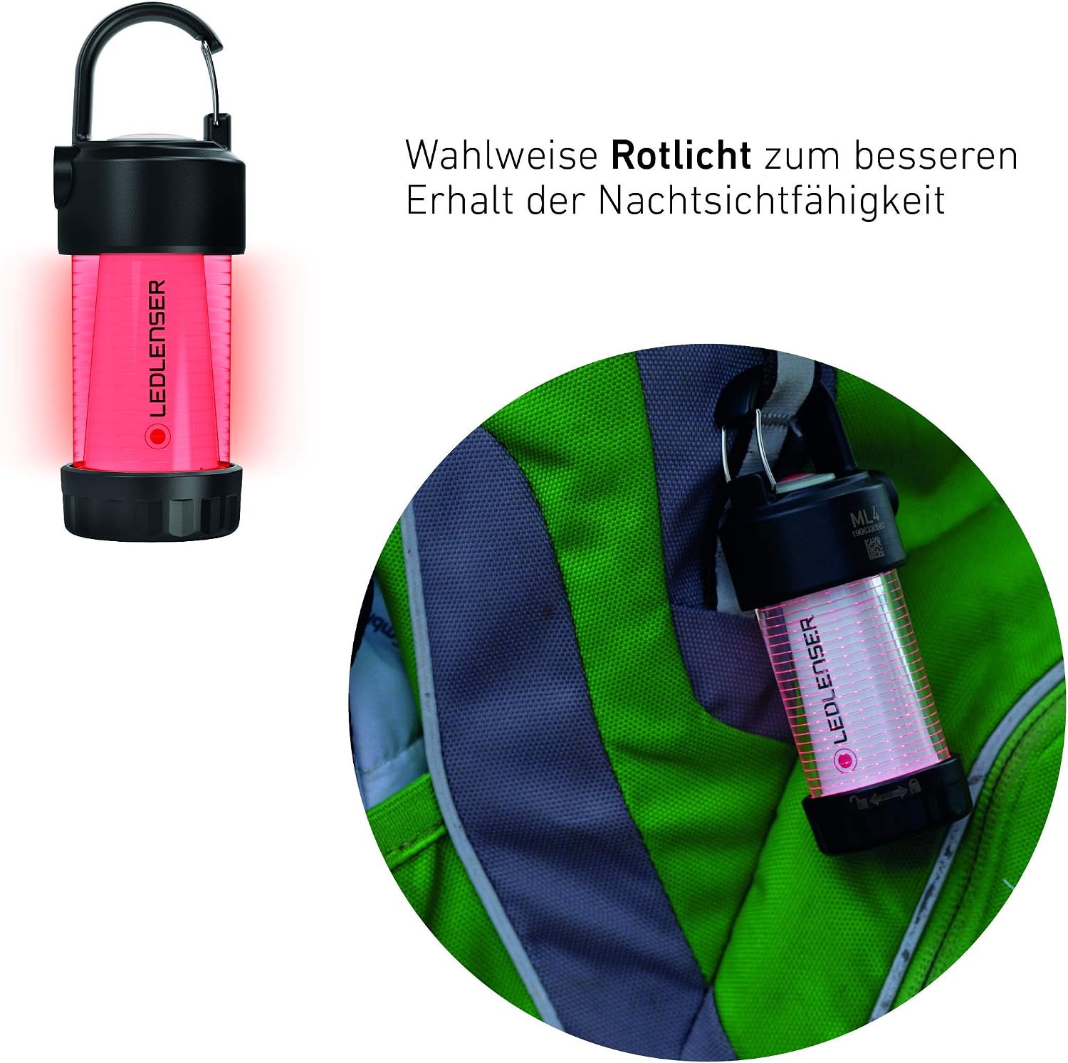 Ledlenser ML4 Warm Light LED Laterne 300 lm, aufladbar, Rotlicht, Schwarz