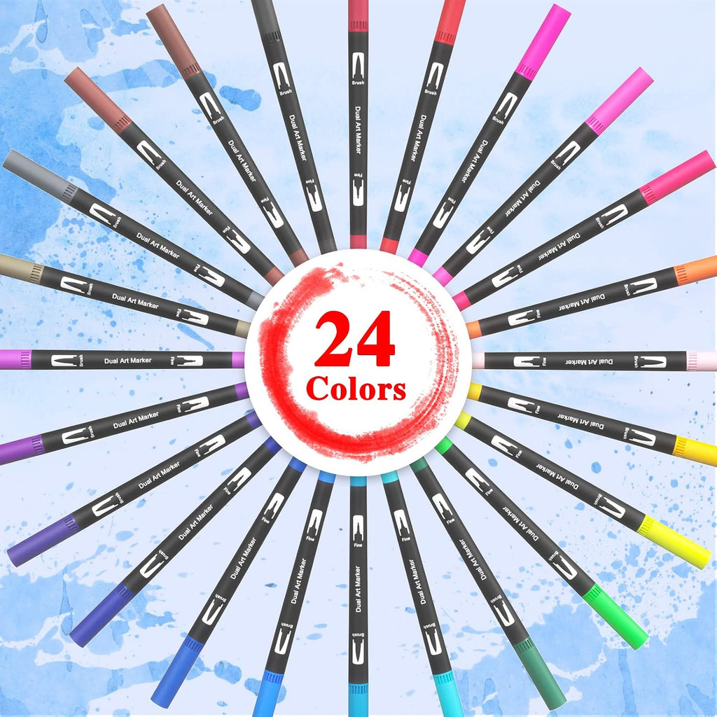 Aquarell Filzstifte 24 Farben Set fuer Handlettering Bullet Journal