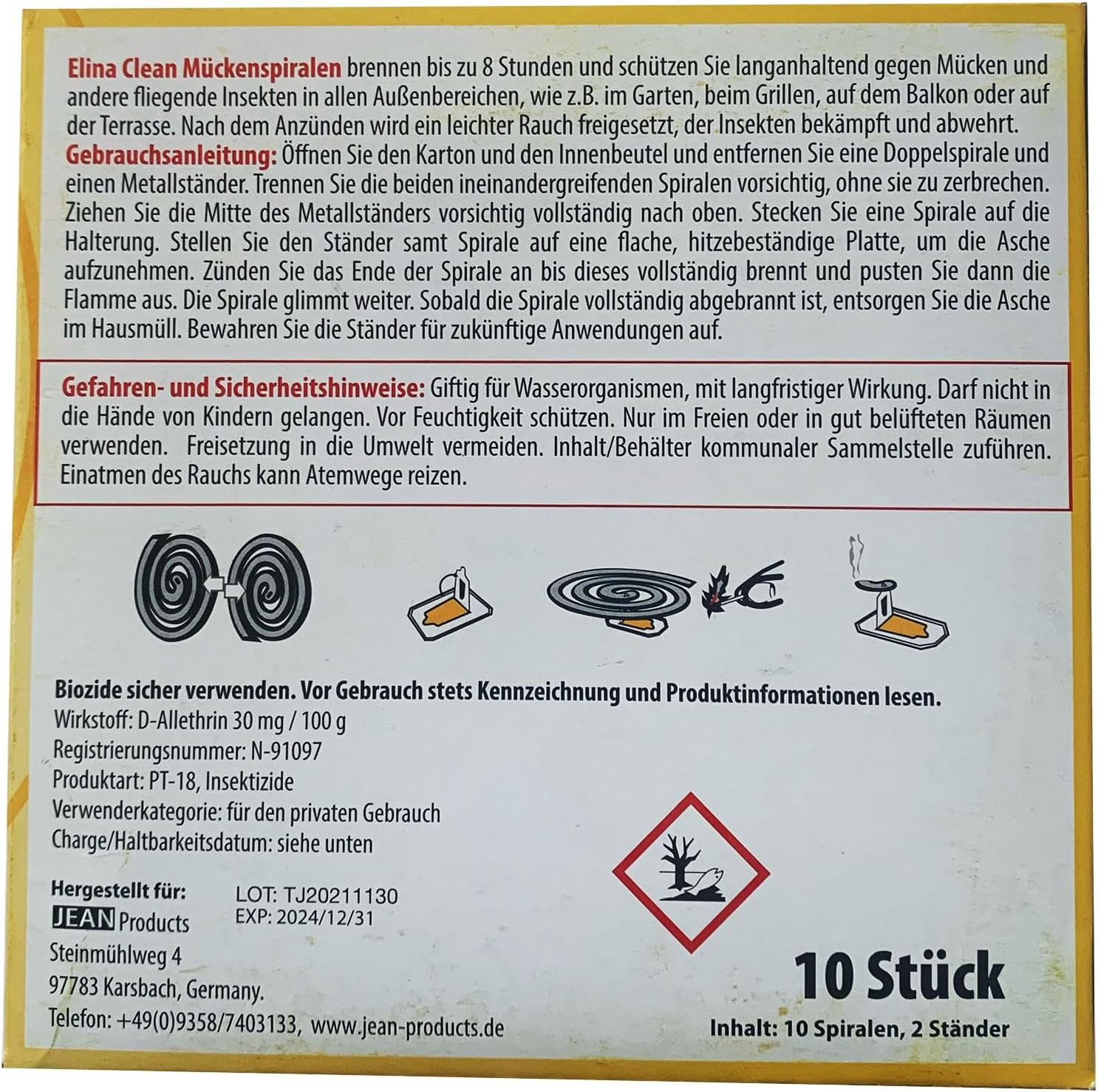 20er-Pack Mueckenspiralen Anti-Muecke Insektenschutz Spiralen