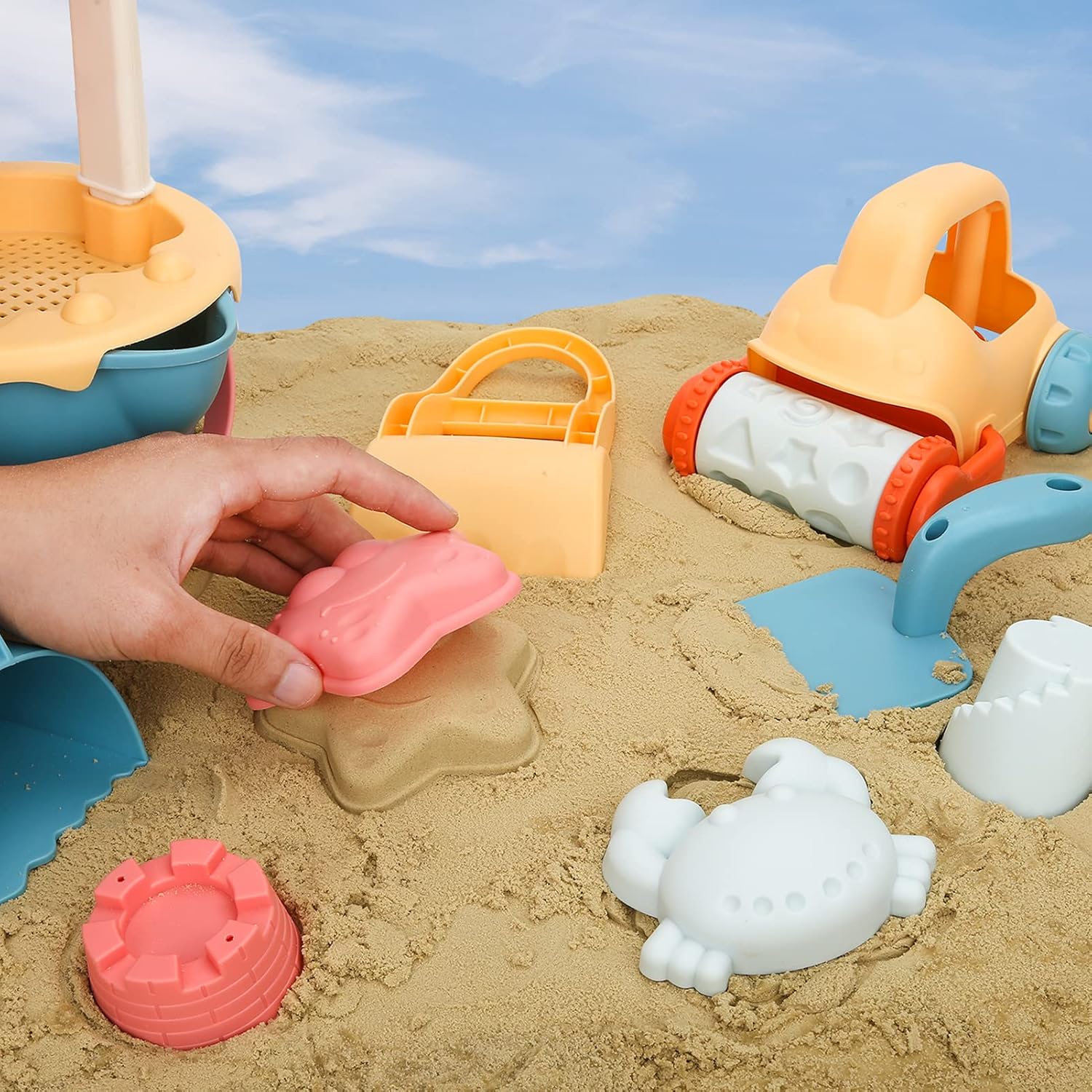 Sandspielzeug Set Kinder Strandspielzeug mit Eimer 7-teilig