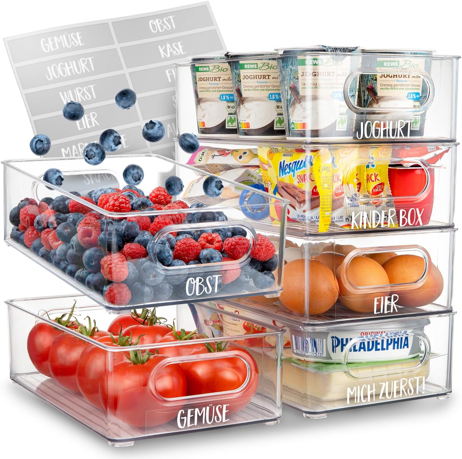 Kuehlschrank Organizer Set 6 Stueck Aufbewahrungsbox BPAfrei Kunststoff