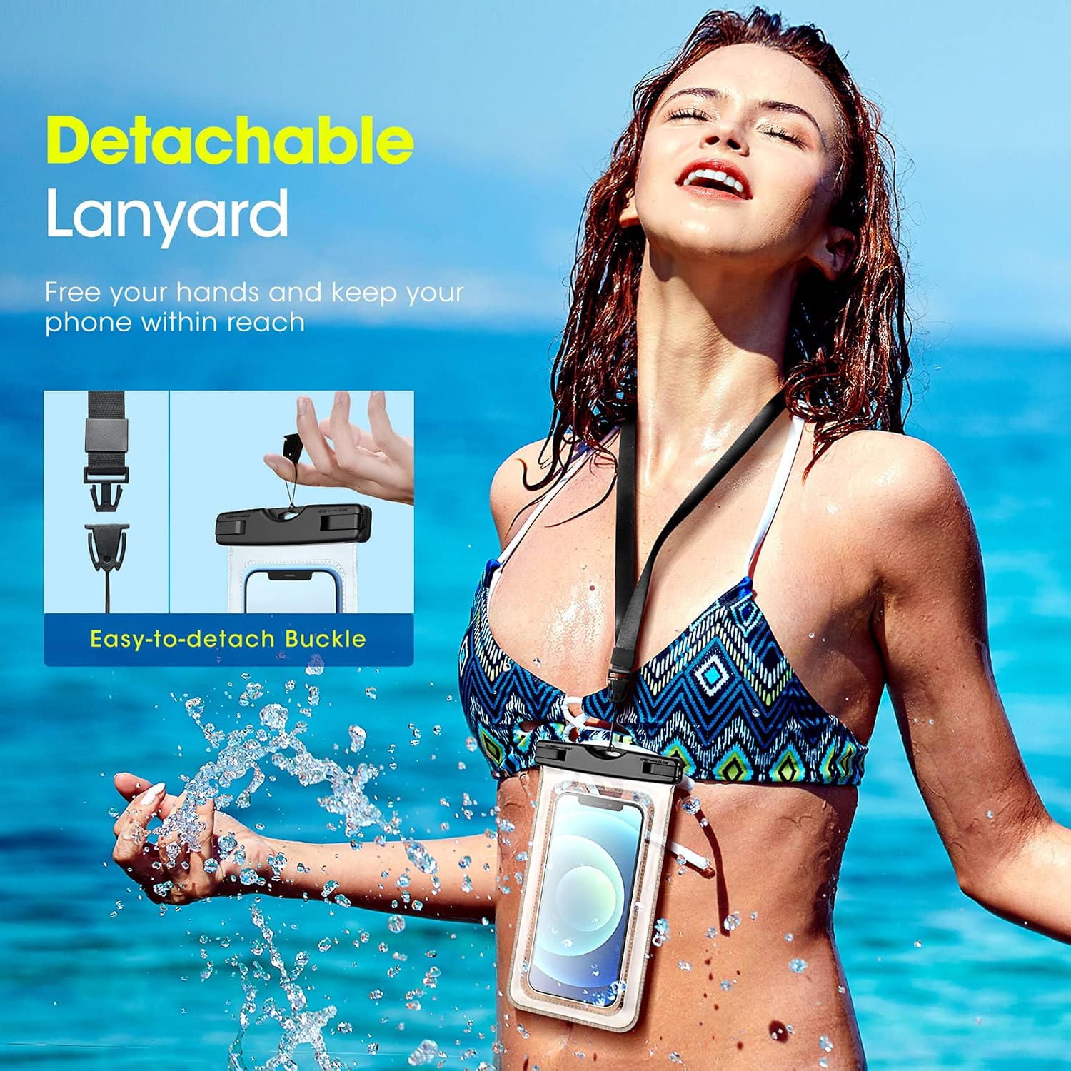Wasserdichte Handytasche IPX8 bis 7" kompatibel mit iPhone 14 13 12 Pro Max (2 S