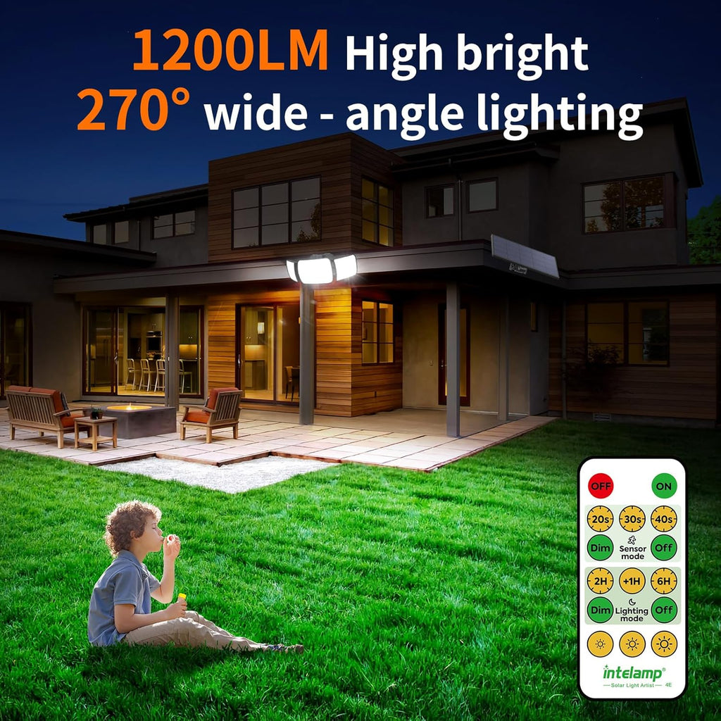 INTELAMP Solar-Strahler 1200 lm 108 LED 6000 mAh Bewegungsmelder Fernbedienung 4