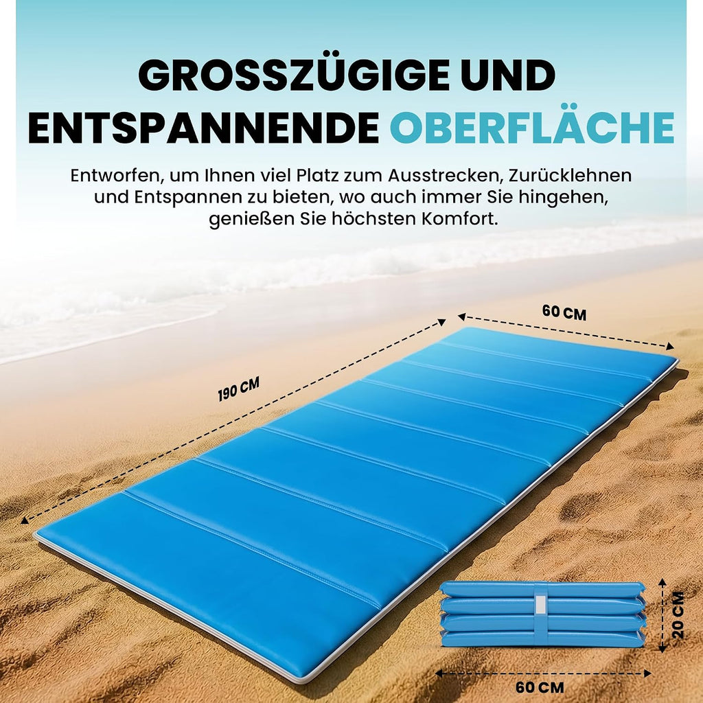 StarK Strandmatte 4in1 faltbar 190x60 cm Wasserhaengematte Pool Gartenliege SkyBl