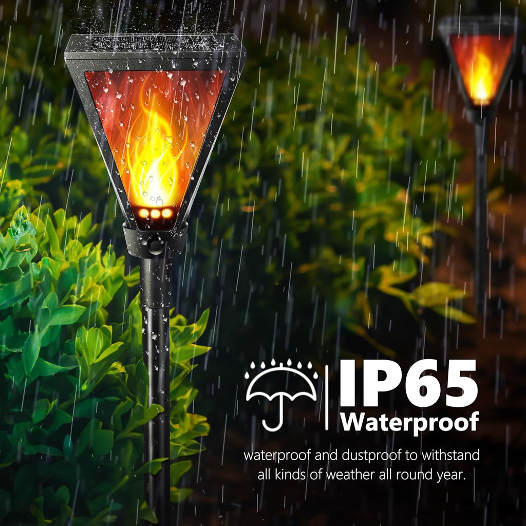 Joomer Solarlampe aussen 2er Set mit realistischem Flammeneffekt IP65 wetterfest