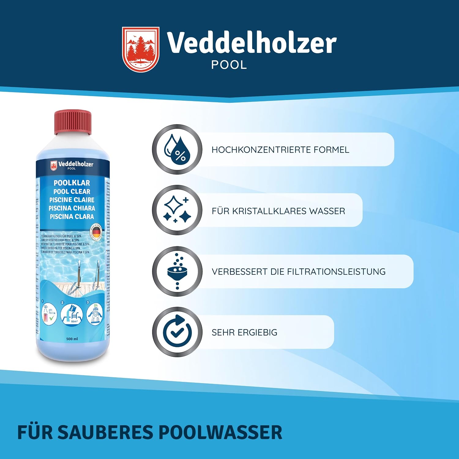 Veddelholzer Poolklar Fluessigklaerer fuer klares Poolwasser