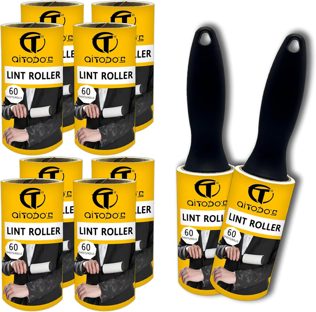 AiTodos Tierhaarroller 10 Rollen mit 2 Griffen extra klebrig 600 Blatt