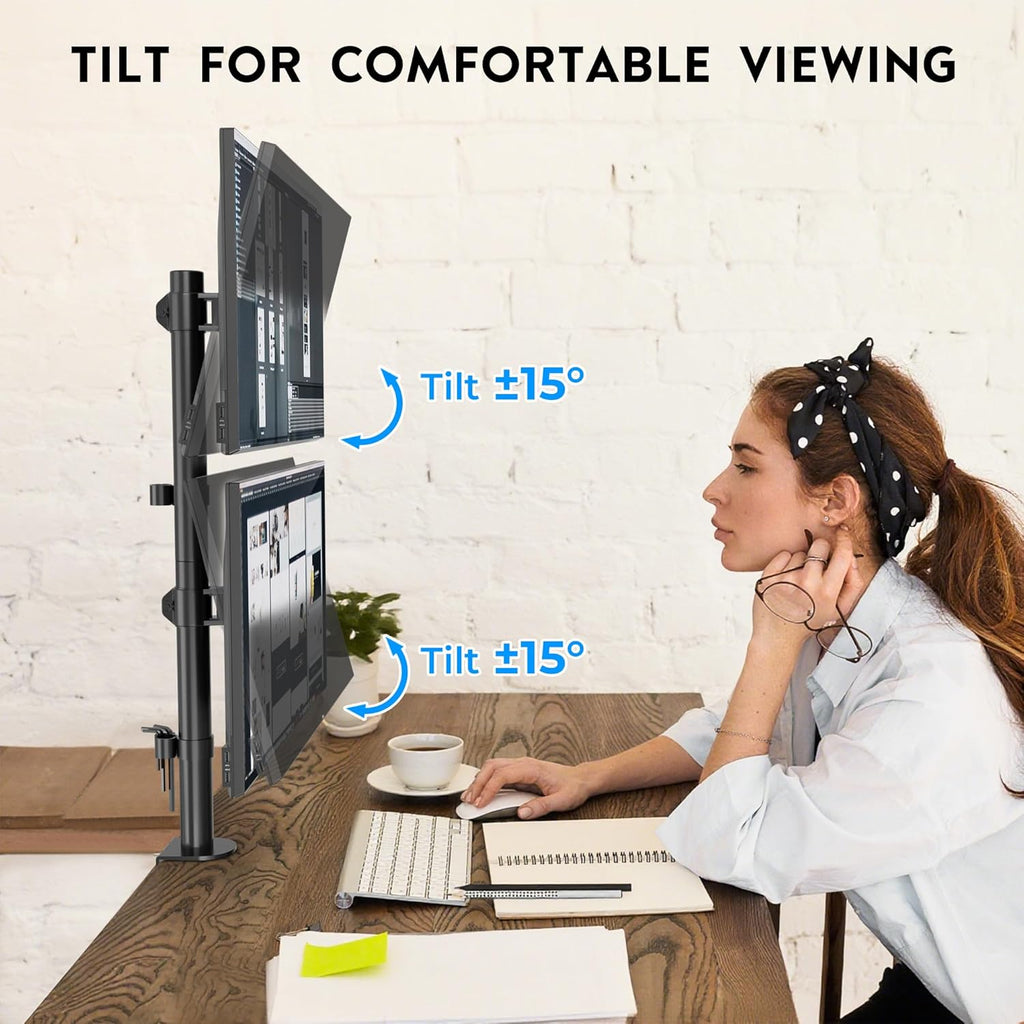 BONTEC Dual Monitor Halterung 13-34 Zoll hoehenverstellbar VESA drehbar fuer 2 Mon