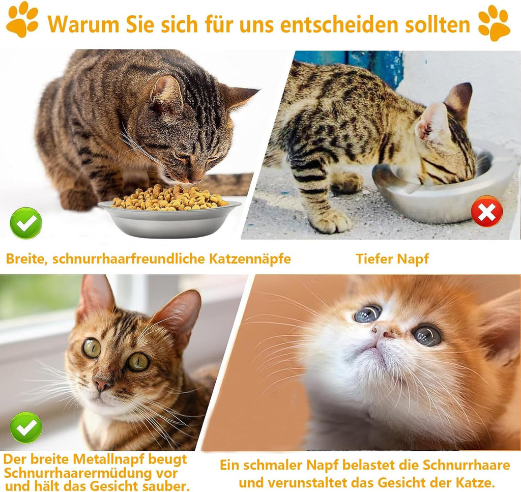6x Katzennapf Edelstahl 14 cm Futternapf Wassernapf Katze Hund Set