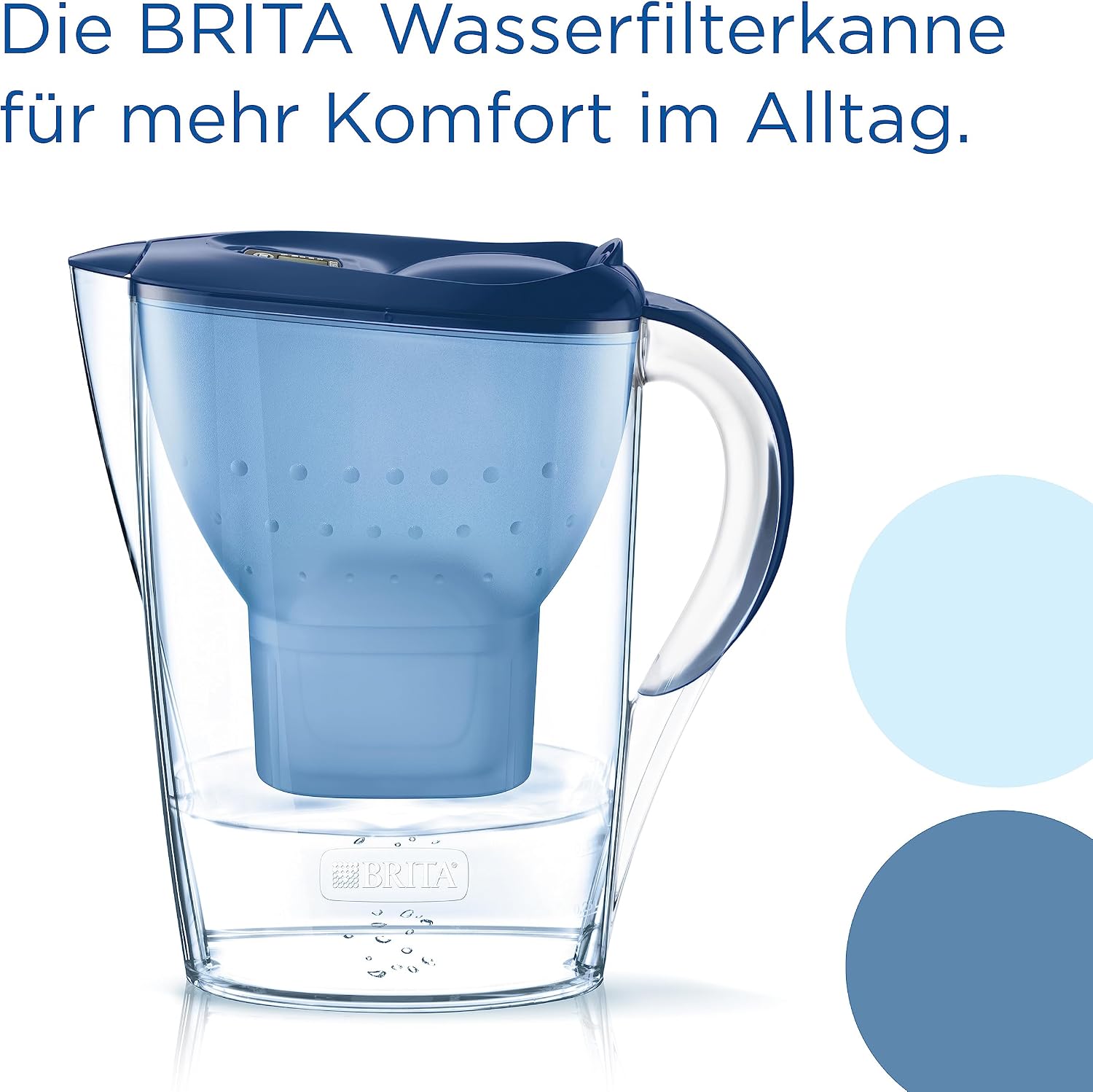 BRITA Marella 2,4 L Wasserfilterkanne Blau mit 3 MAXTRA PRO Filtern