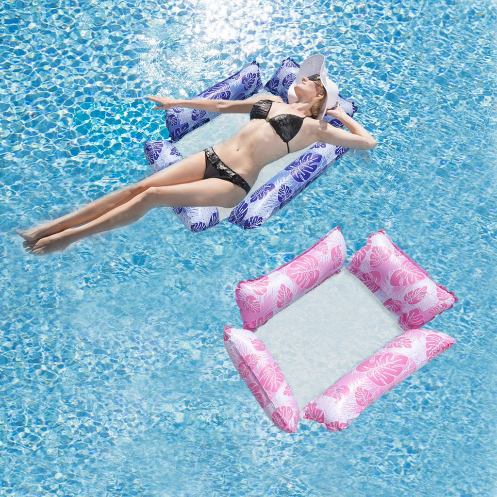 4-in-1 aufblasbare Wasserhaengematte mit Netz und Luftpumpe, Luftmatratze
