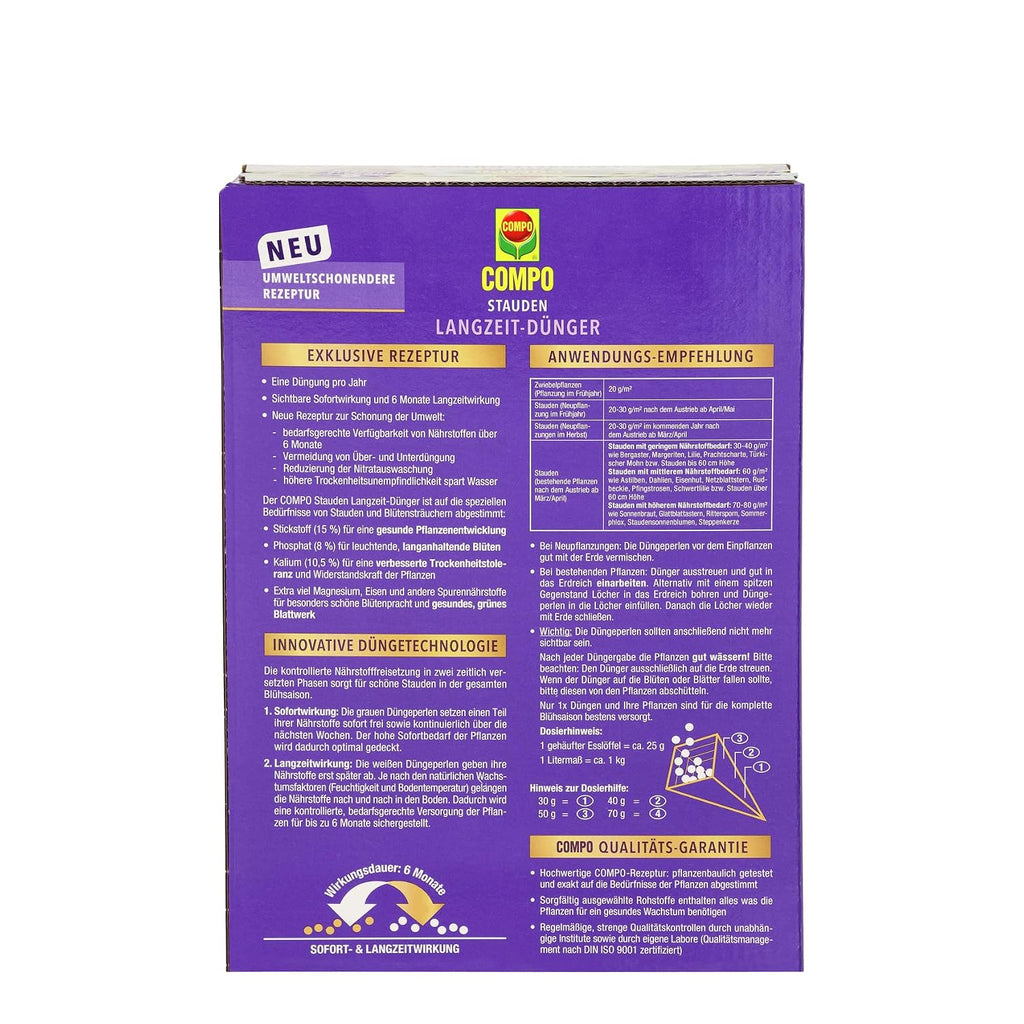 COMPO Stauden Langzeitduenger 2 kg fuer bluehende Stauden, Langzeitwirkung