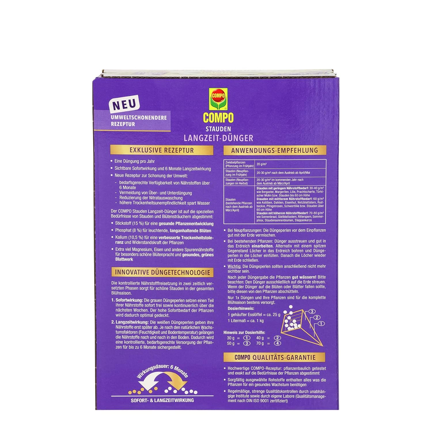 COMPO Stauden Langzeitduenger 2 kg fuer bluehende Stauden, Langzeitwirkung