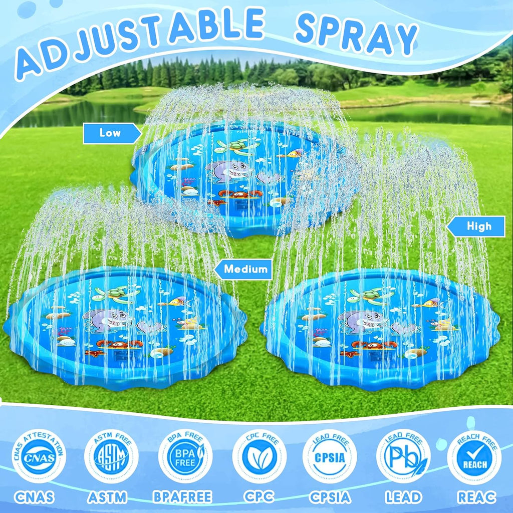 Purpledi 170 cm Splash Pad Sprinkler Wasserspielmatte Kinder Anti-Rutsch