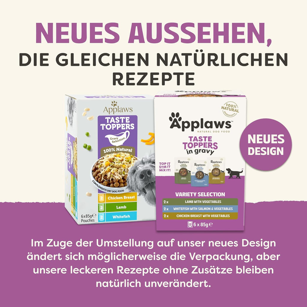 Applaws Nassfutter Hunde 6x85g getreidefrei Huhn Fisch Sauce verschi